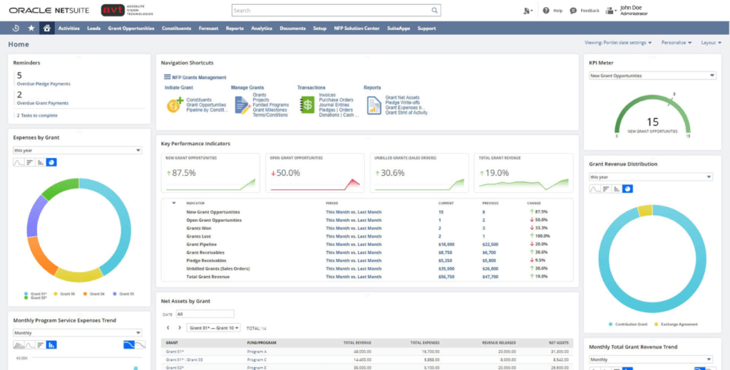 NetSuite Dashboard